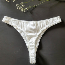 Load image into Gallery viewer, Mellow Morning white silk thong panties
