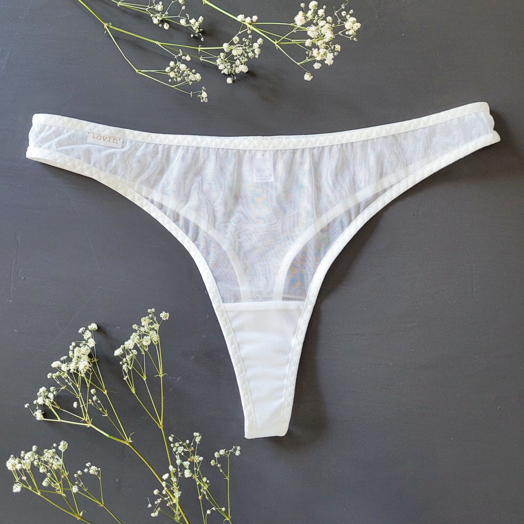 By Your Side white mesh thong panties